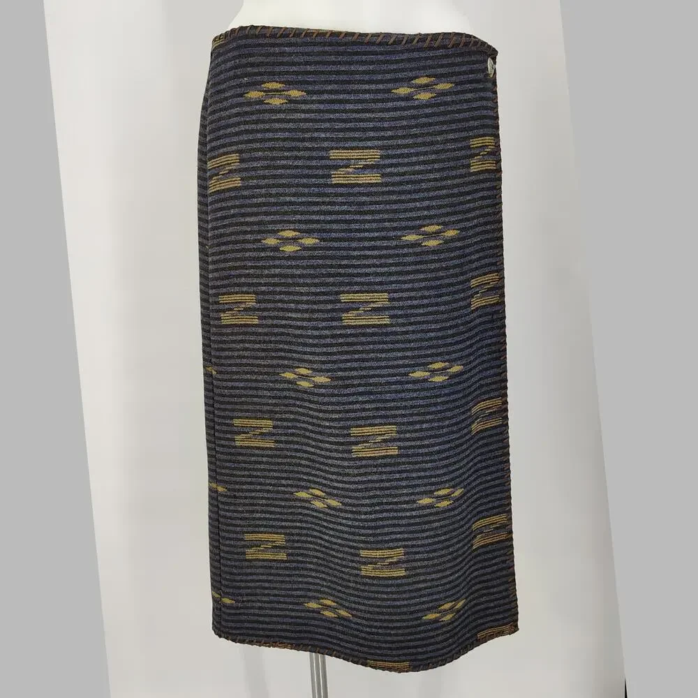 Vintage Lauren Ralph Lauren Wool Blanket Skirt Southwestern Whipstitch Size 20W - Picture 2 of 16